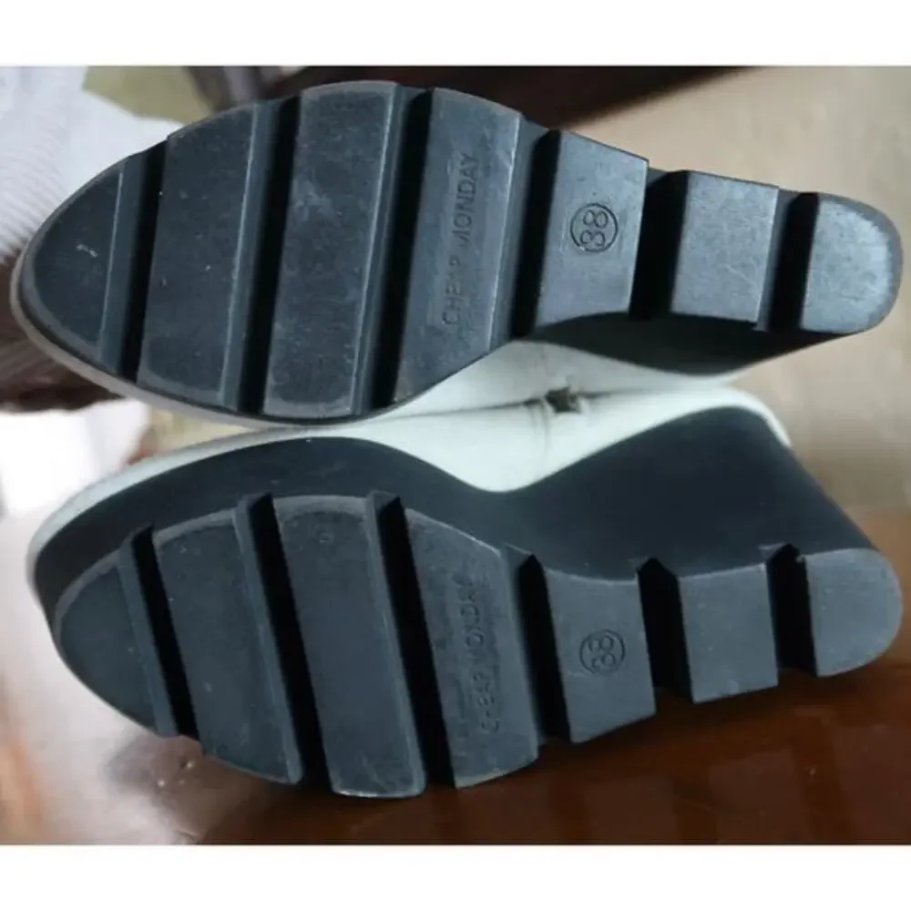 Cheap Monday‎ Monolit Suede Cream Rubber Platform Wedge Size 7 Y2K 2000s EMO